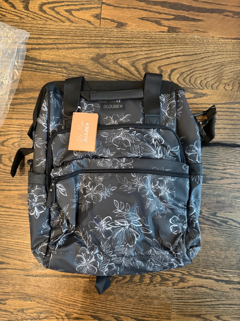 Jujube Dr. Mom structured diaper backpack Black Floral Print - Picture 2 of 9